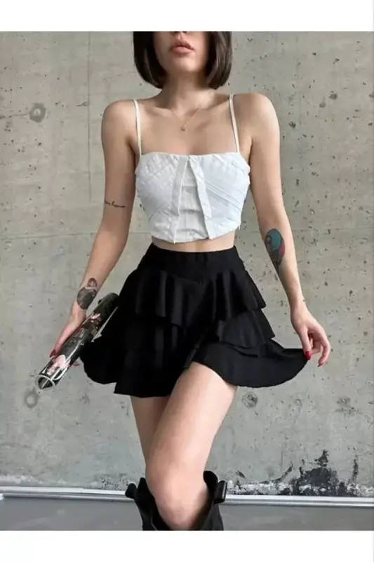 Mykonos Basic Skirt - Black - 1