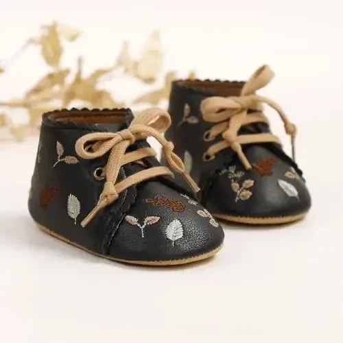 Myleleya Baby Boys Girls Shoes Booties Sneakers Dress Shoe Non-Slip Toddler First Walkers Newborn Crib Shoes - 4