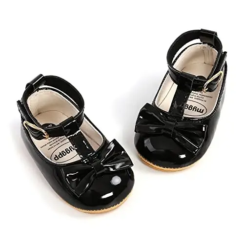 Myleleya Baby Girls Mary Jane Flats kamonaklar bilan Princess to'y liboslari balet poyafzallari Sirpanmaydigan chaqaloq birinchi qadam tashuvchilar yangi tug'ilgan krovat poyafzallari - 3