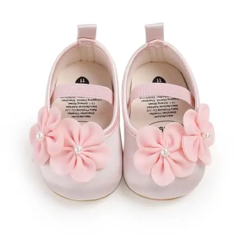 Myleleya Baby Girls Mary Jane Flats kamonchali gulli malika to'y libosidagi balet poyabzallari sirpanmaydigan chaqaloq birinchi qadam yangi tug'ilgan krovat poyabzallari - 2