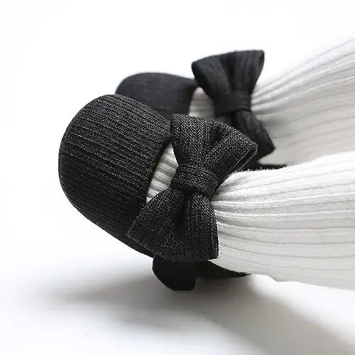 Myleleya Baby Girls Mary Jane Flats with Bowknot Flowers Princess Wedding Dress Ballet Shoes Non-Slip Toddler First Walkers Newborn Crib Shoes - 2