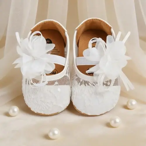 Myleleya Baby Qizlar Mary Jane Balet tufli kamonli gul Princess to'y libosi Balet poyafzali Sirpanmaydigan yosh bolalar Birinchi sayohatchilar Yangi tug'ilgan Crib poyafzali - 5