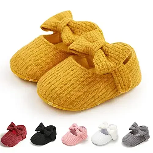 Myleleya Baby Qizlar Mary Jane Baletkalari Bowknot Gullar Princess To'y Liboslari Balet Poyafzallari Sirpanmaydigan Go'dak Birinchi Yuruvchilar Yangi Tug'ilgan Chaqaloq Krovat Poyafzallari - MYLELEYA