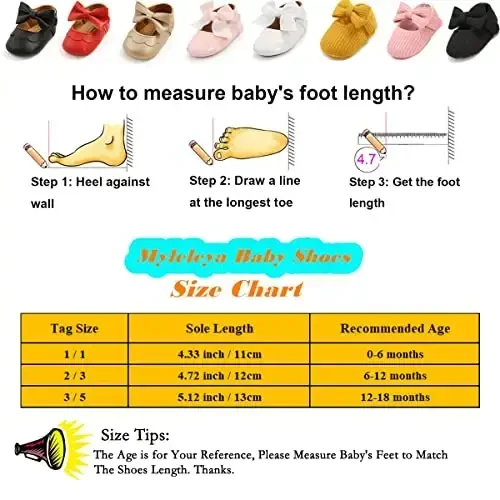 Myleleya Baby Qizlar Mary Jane Baletkalari Kamonchali Gullar Princess To'y Libosi Balet Poyi Non-Slip Toddler Birinchi Walkers Yangi Tug'ilgan Chaqaloq Krovat Poyi - 6