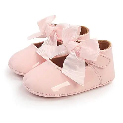 Myleleya Baby Qizlar Mary Jane Baletkalari Kamonchali Gullar Princess To'y Libosi Balet Poyi Non-Slip Toddler Birinchi Walkers Yangi Tug'ilgan Chaqaloq Krovat Poyi - 3
