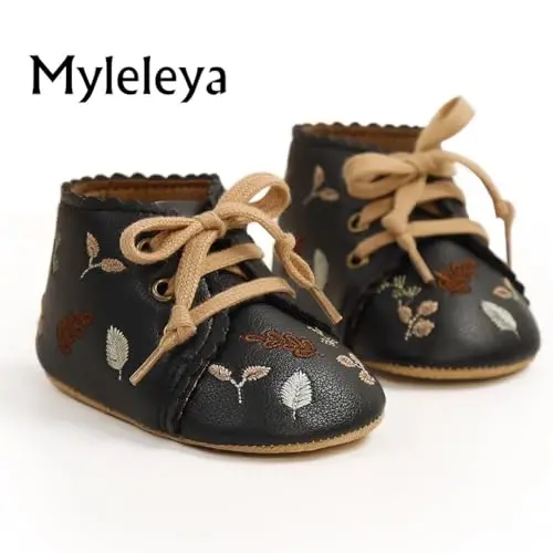 Myleleya Baby Boys Girls Shoes Booties Sneakers Dress Shoe Non-Slip Toddler First Walkers Newborn Crib Shoes - 7