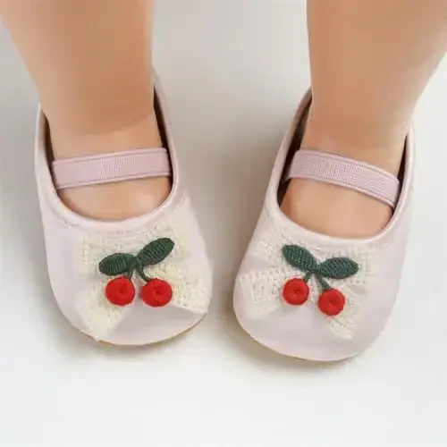 Myleleya Baby Girls Mary Jane Flats with Bowknot Flowers Princess Wedding Dress Ballet Shoes Non-Slip Toddler First Walkers Newborn Crib Shoes - MYLELEYA (1)