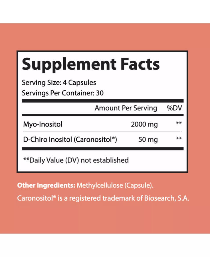 MYO-INOSITOL + D-CHIRO INOSITOL - Ayollar uchun gormonal va tuxumdonlarni qo'llab-quvvatlash qo'shimchasi | 120 kapsula Rangsiz - 3