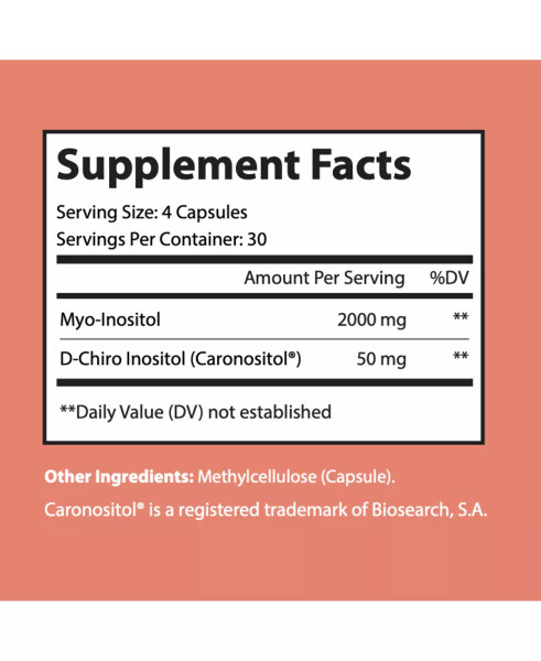 MYO-INOSITOL + D-CHIRO INOSITOL - Добавка для поддержки гормонального баланса и яичников для женщин | 120 капсул без цвета - 3