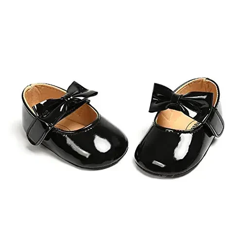 myppgg Baby Girls Mary Jane Flats Sparkly Bowknot Princess Dress Crib Shoes Non-Slip for Toddler First Walkers - 6