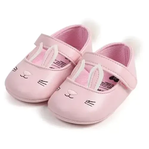 myppgg Baby Girls Mary Jane Flats Sparkly Bowknot Princess Dress Crib Shoes Non-Slip for Toddler First Walkers - 6