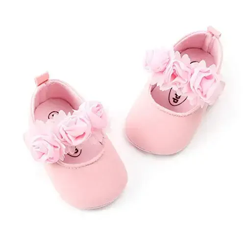 myppgg Baby Girls Mary Jane Flats Sparkly Bowknot Princess Dress Crib Shoes Non-Slip for Toddler First Walkers - 7