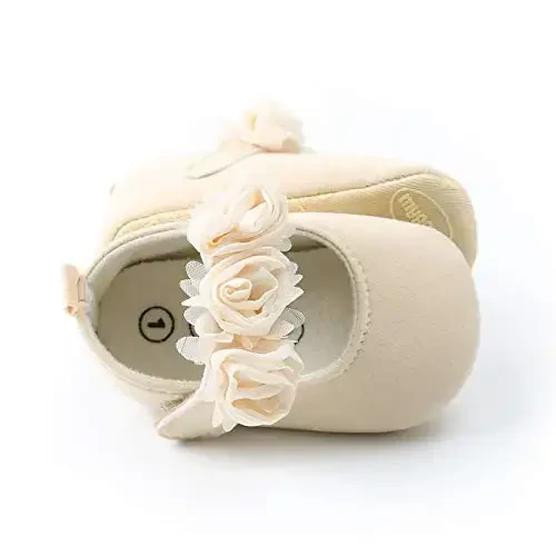 myppgg Baby Girls Mary Jane Flats Sparkly Bowknot Princess Dress Crib Shoes Non-Slip for Toddler First Walkers - 6