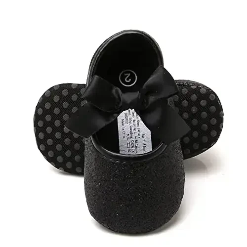 myppgg Baby Girls Mary Jane Flats Sparkly Bowknot Princess Dress Crib Shoes Non-Slip for Toddler First Walkers - 5