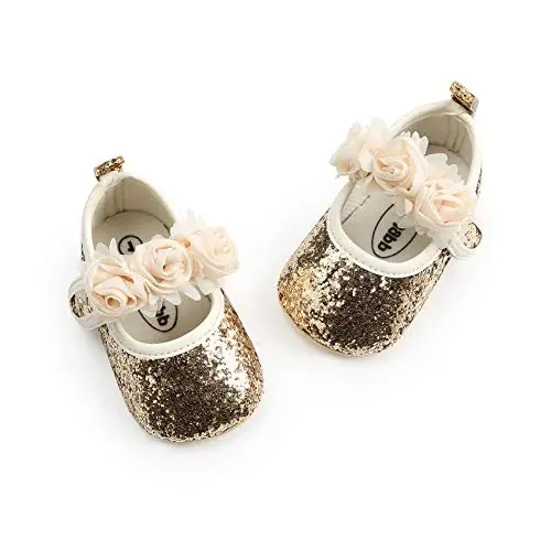 myppgg Baby Girls Mary Jane Flats Sparkly Bowknot Princess Dress Crib Shoes Non-Slip for Toddler First Walkers - 7