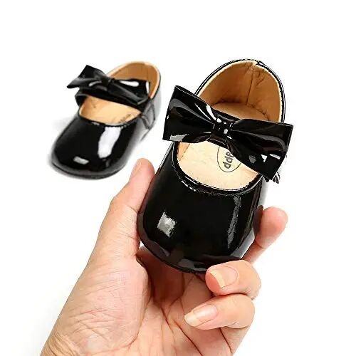myppgg Baby Girls Mary Jane Flats Sparkly Bowknot Princess Dress Crib Shoes Non-Slip for Toddler First Walkers - MYPPGG (1)