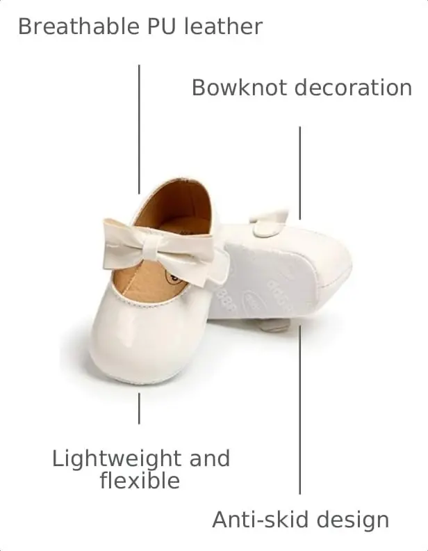 myppgg Baby Girls Mary Jane Flats Sparkly Bowknot Princess Dress Crib Shoes Non-Slip for Toddler First Walkers - 3