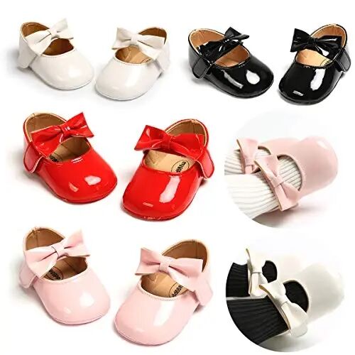 myppgg Baby Girls Mary Jane Flats Sparkly Bowknot Princess Dress Crib Shoes Non-Slip for Toddler First Walkers - 4