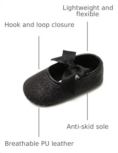 myppgg Baby Girls Mary Jane Flats Sparkly Bowknot Princess Dress Crib Shoes Non-Slip for Toddler First Walkers - 3