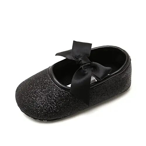 myppgg Baby Girls Mary Jane Flats Sparkly Bowknot Princess Dress Crib Shoes Non-Slip for Toddler First Walkers - MYPPGG