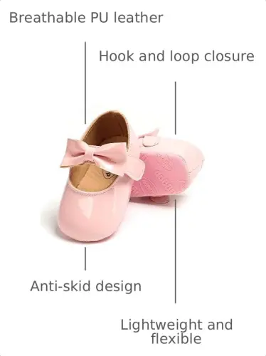 myppgg Baby Girls Mary Jane Flats Sparkly Bowknot Princess Dress Crib Shoes Non-Slip for Toddler First Walkers - 3