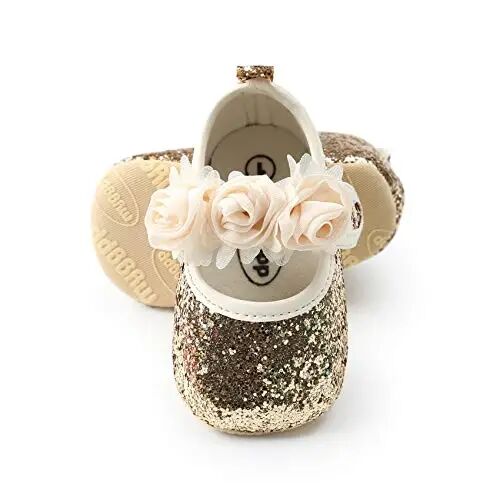 myppgg Baby Girls Mary Jane Flats Sparkly Bowknot Princess Dress Crib Shoes Non-Slip for Toddler First Walkers - MYPPGG