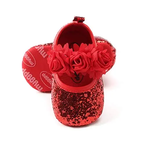 myppgg Baby Girls Mary Jane Flats Sparkly Bowknot Princess Dress Crib Shoes Non-Slip for Toddler First Walkers - 1