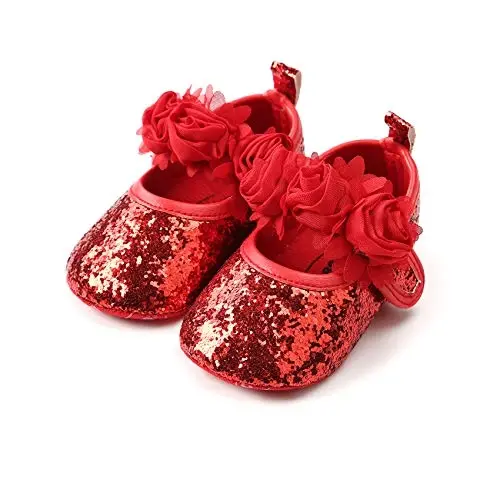 myppgg Baby Girls Mary Jane Flats Sparkly Bowknot Princess Dress Crib Shoes Non-Slip for Toddler First Walkers - 4