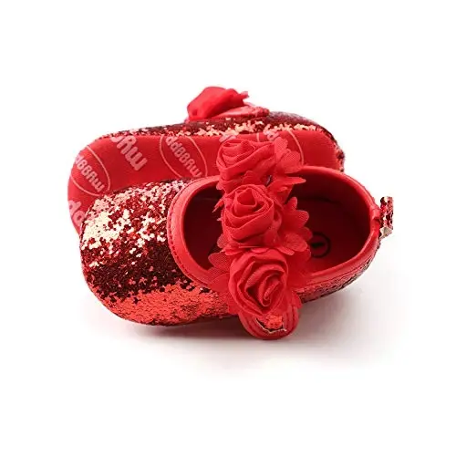 myppgg Baby Girls Mary Jane Flats Sparkly Bowknot Princess Dress Crib Shoes Non-Slip for Toddler First Walkers - 5