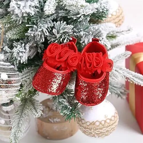 myppgg Baby Girls Mary Jane Flats Sparkly Bowknot Princess Dress Crib Shoes Non-Slip for Toddler First Walkers - MYPPGG (1)