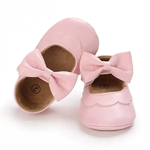 myppgg Baby Girls Mary Jane Flats Sparkly Bowknot Princess Dress Crib Shoes Non-Slip for Toddler First Walkers - 5