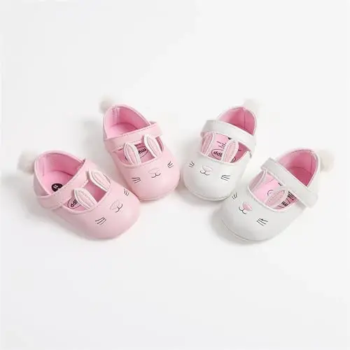 myppgg Baby Girls Mary Jane Flats Sparkly Bowknot Princess Dress Crib Shoes Non-Slip for Toddler First Walkers - 7