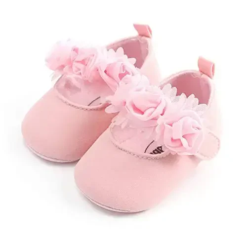 myppgg Baby Girls Mary Jane Flats Sparkly Bowknot Princess Dress Crib Shoes Non-Slip for Toddler First Walkers - 4