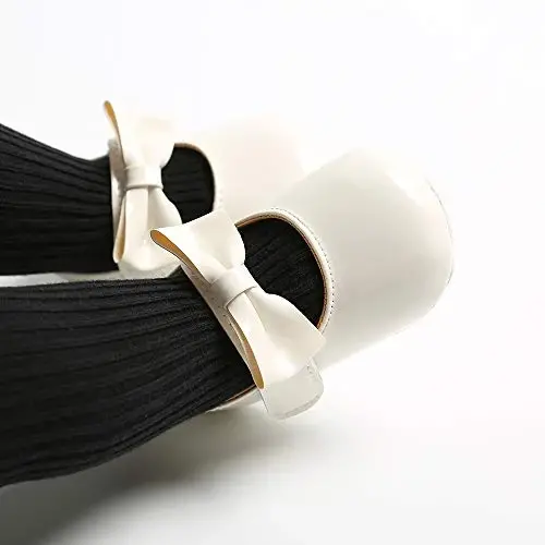 myppgg Baby Girls Mary Jane Flats Sparkly Bowknot Princess Dress Crib Shoes Non-Slip for Toddler First Walkers - 3