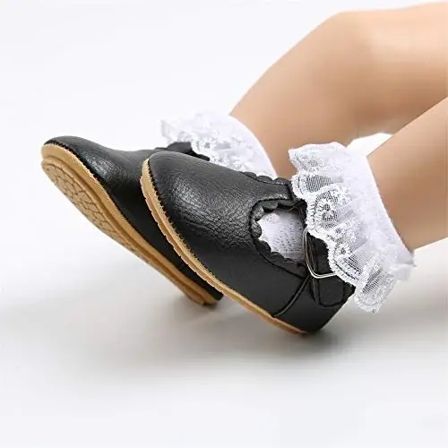 myppgg Baby Girls Mary Jane Flats Sparkly Bowknot Princess Dress Crib Shoes Non-Slip for Toddler First Walkers - 3