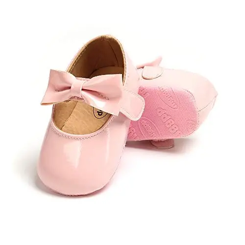 myppgg Baby Girls Mary Jane Flats Sparkly Bowknot Princess Dress Crib Shoes Non-Slip for Toddler First Walkers - 1