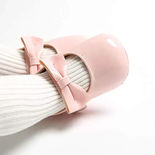 myppgg Baby Girls Mary Jane Flats Sparkly Bowknot Princess Dress Crib Shoes Non-Slip for Toddler First Walkers - 3