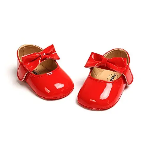 myppgg Baby Girls Mary Jane Flats Sparkly Bowknot Princess Dress Crib Shoes Non-Slip for Toddler First Walkers - 5