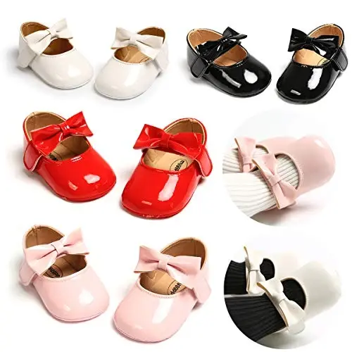 myppgg Baby Girls Mary Jane Flats Sparkly Bowknot Princess Dress Crib Shoes Non-Slip for Toddler First Walkers - 2