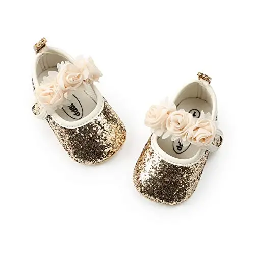myppgg Baby Girls Mary Jane Flats Sparkly Bowknot Princess Dress Crib Shoes Non-Slip for Toddler First Walkers - 6
