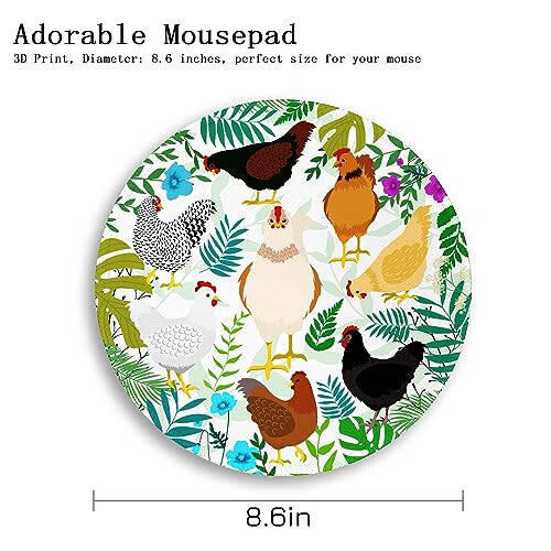 Мышь Gctriki Chicken Mouse Pad для стола, милый офисный декор для женщин, маленькая круглая мышь, сшитые края, нескользящее резиновое основание, персонализированные компьютерные коврики для мыши, смешные аксессуары для рабочего стола - 4