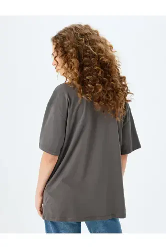 Mystic Print Short Sleeve Crew Neck Oversize T-Shirt - 4