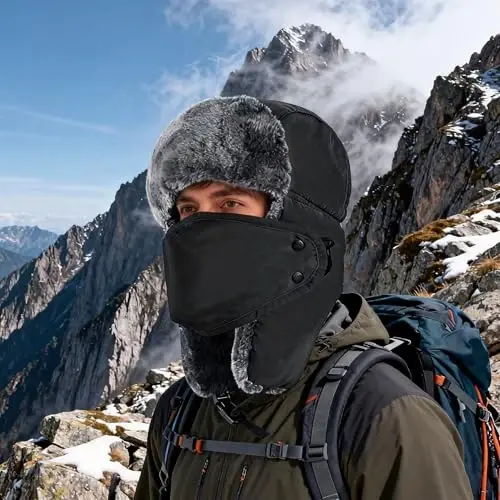 mysuntown Erkaklar va Ayollar uchun Qishki Shlyapalar 2024 Trapper Ushanka Shlyapasi, Quloqchalar bilan, Rossiya sovuq ob-havo uchun issiq mo'ynali qor/chang'i shlyapasi - MYSUNTOWN