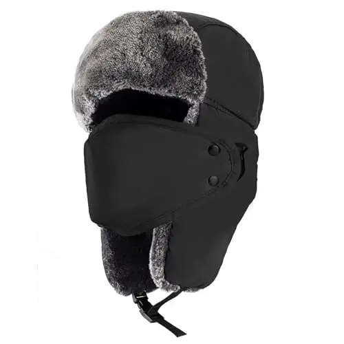 mysuntown Winter Hats for Women Men Trapper Ushanka Hat with Ear Flaps Warm Russian Bomber Hats for Cold Weather - 1