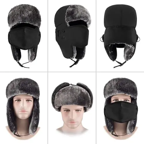 mysuntown Winter Hats for Men Women 2024 Trapper Ushanka Hat with Ear Faps Russian Cold Weather Warm Fur Snow Ski Hat - 6