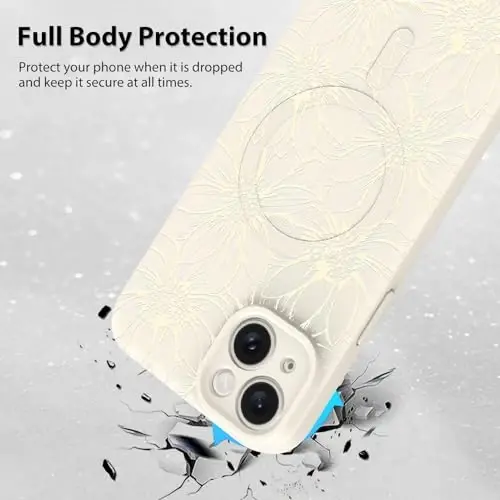 MZELQ iPhone 14 Pro uchun g‘ilof, silikon qora gulli yoqimli naqsh, MagSafe bilan mos magnit, kungaboqar kamera himoyasi telefon g‘ilofi - 2