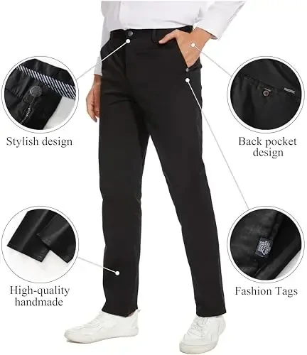 MZNBURAM Erkaklar uchun Slim-Fit Stretch Paxta Moda Toraytirilgan Kundalik Chino Shimlar - 2