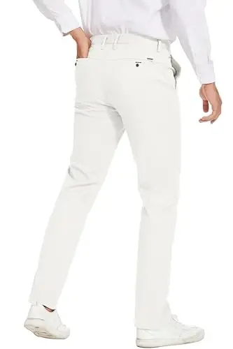 MZNBURAM Erkaklar uchun tor kesimli stretch paxta moda konusli kundalik chino shimlar - 5