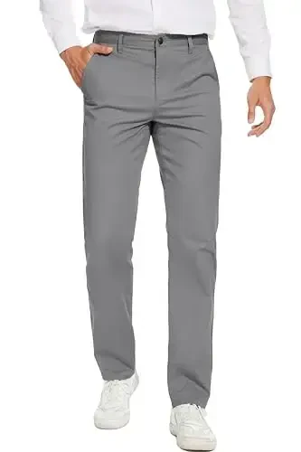 MZNBURAM Erkaklar uchun tor kesimli stretch paxtadan tikilgan moda konusli kundalik chino shimlar - 4