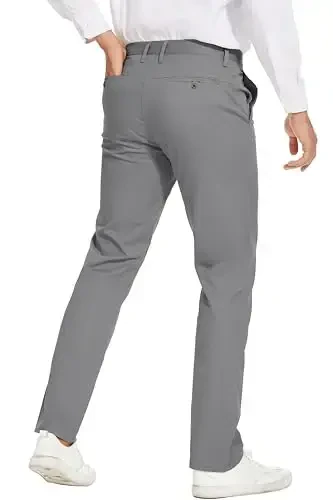 MZNBURAM Erkaklar uchun tor kesimli stretch paxtadan tikilgan moda konusli kundalik chino shimlar - 5